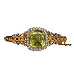 Antique Russian Heliodor Diamond Two Color Gold Bracelet