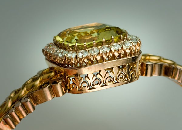 Antique Russian Heliodor Diamond Two Color Gold Bracelet 1
