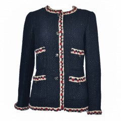 Chanel 2011 Navy Irridescent Tweed Jacket FR38