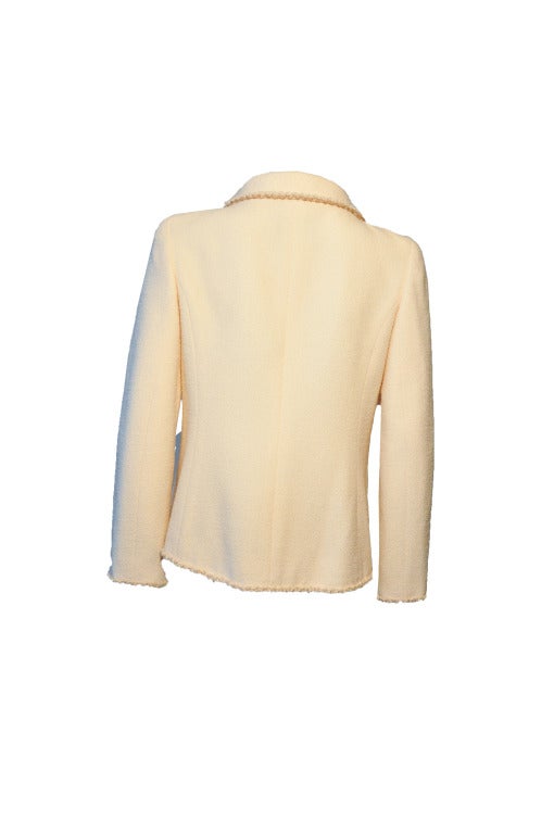 Chanel 2010 Collection Ivory Creme Asymmetrical Tweed Jacket FR36 In Excellent Condition In Hong Kong, Hong Kong