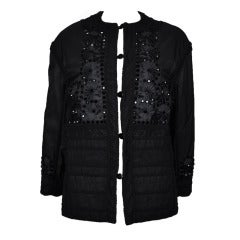 Valentino Black Embroidery & Lace Quilted Jacket