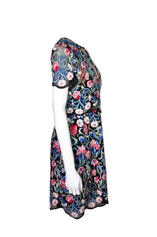 Valentino 2013 F/W Multi-color Tapestry Lace Floral Dress In Excellent Condition In Hong Kong, Hong Kong