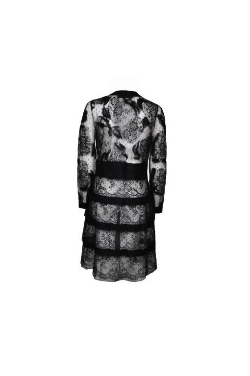 Valentino Runway Tulle & Black Lace Sheer Coat Dress In Excellent Condition In Hong Kong, Hong Kong