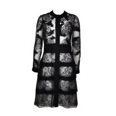 Valentino Runway Tulle & Black Lace Sheer Coat Dress