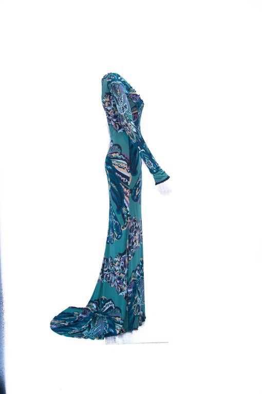 Emilio Pucci Runway Multi-color Printed Stretch Jersey Evening Gown New In New Condition For Sale In Hong Kong, Hong Kong