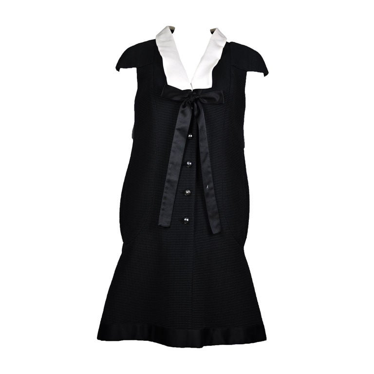 Chanel 2012 Black & White Cap Sleeve Dress FR38