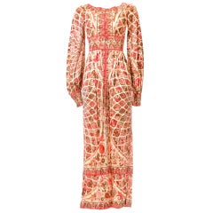 Vintage Emilio Pucci Pink/White/Peach Printed Silk Evening Dress
