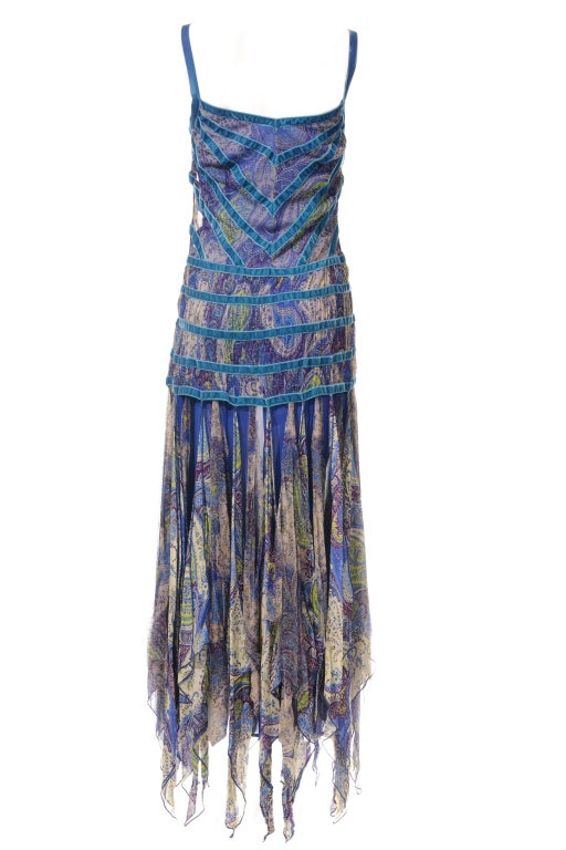 Etro Paisley Print Fringed w/ Matching Velvet Trims Dress 1