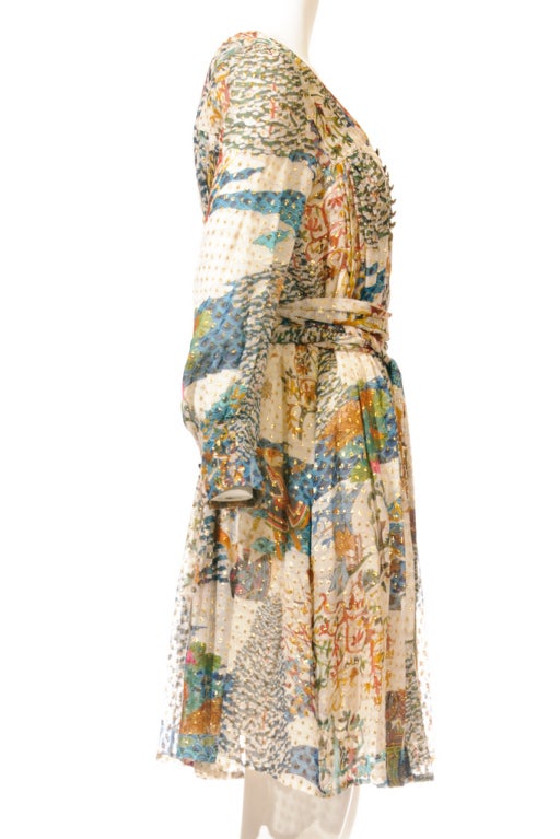 Women's Gucci Multi-color Textured Nostalgic Print Silk Dress