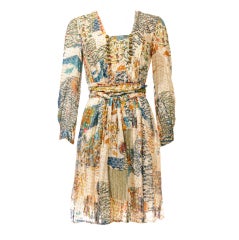 Gucci Multi-color Textured Nostalgic Print Silk Dress