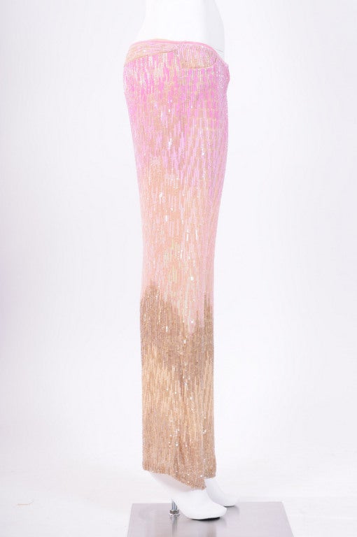 Barney Cheng Pink and Taupe Sequins Evening Pants 2
