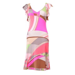 Leonard Muti-colored Geometric Print Dress Leonard Muti-colored Geometric Print Dress