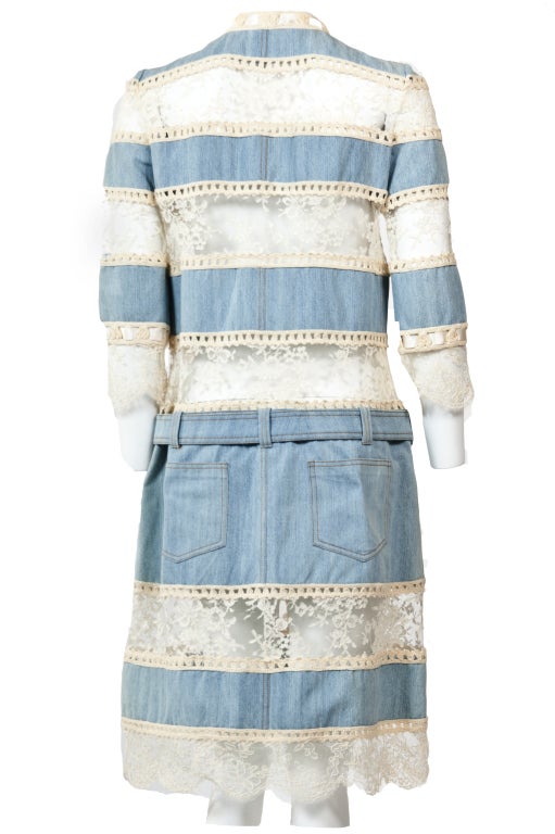 Christian Dior by John Galliano Lace and Denim Crochet Dress In Excellent Condition In Hong Kong, Hong Kong