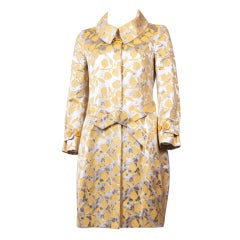 Moschino Yellow and Gold Floral Printed Jacquard Coat