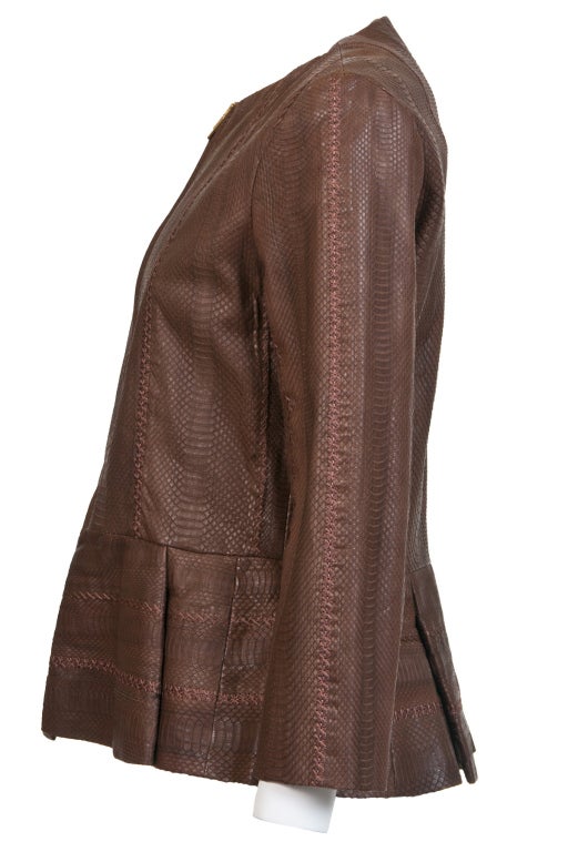 Fendi Brown Leather Fitted Jacket New In New Condition For Sale In Hong Kong, Hong Kong