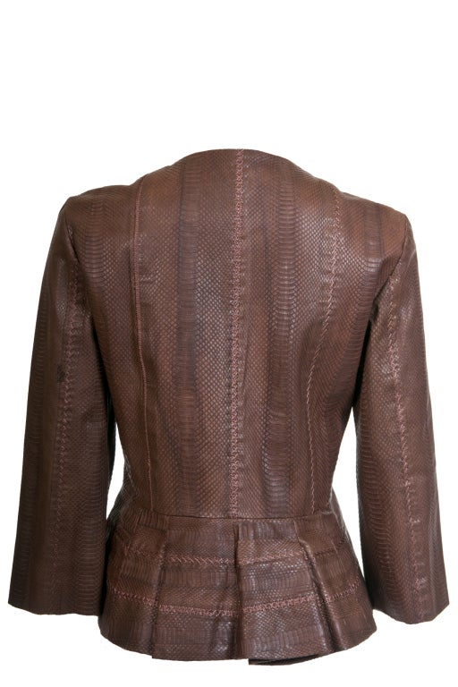 Women's Fendi Brown Leather Fitted Jacket New For Sale