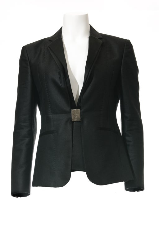 Again, a great all-around jacket in beautiful material, with a metal buckle with G logo in the front. It is understatedly sexy, enjoys all the trademarks of a Gucci outfit, which is urbane, feminine and ultra-sleek and unmistakably chic.