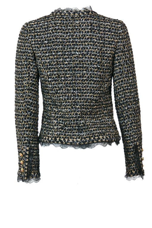 Women's Chanel 09P Black Lesage Fantasy Tweed Lace Jacket