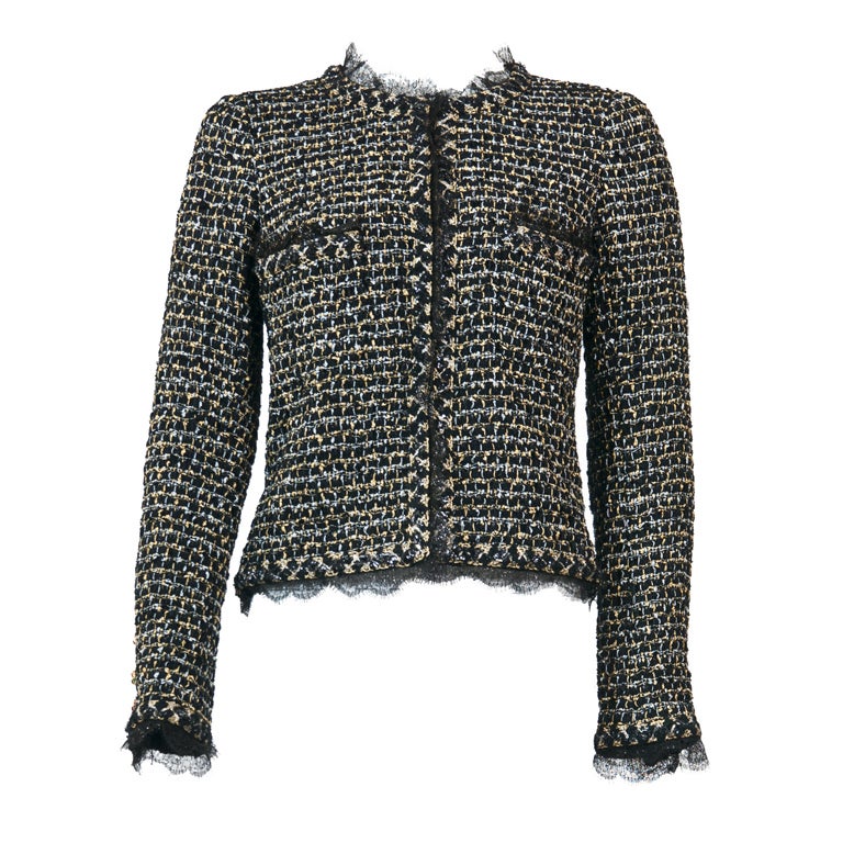 Chanel 09P Black Lesage Fantasy Tweed Lace Jacket at 1stdibs