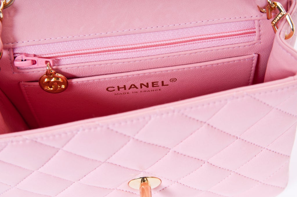 Chanel Classic Powder Pink Mini Flap Leather Bag 4