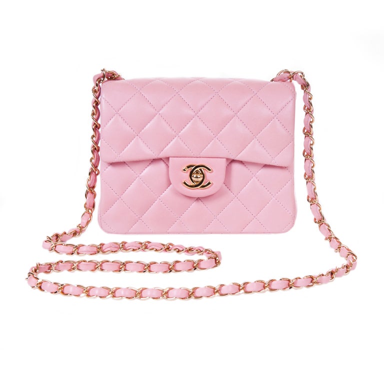Chanel Classic Powder Pink Mini Flap Leather Bag