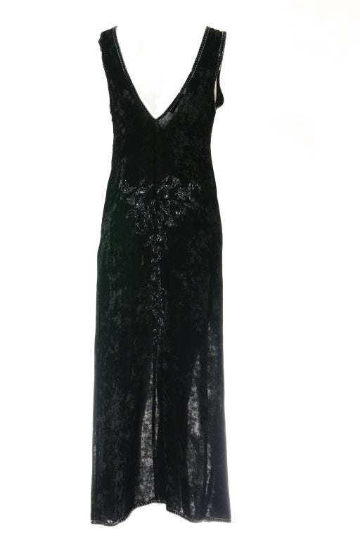 Women's Prada Black Velveteen beaded evening dress