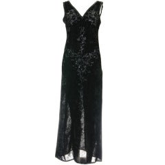 Vintage Prada Black Velveteen beaded evening dress