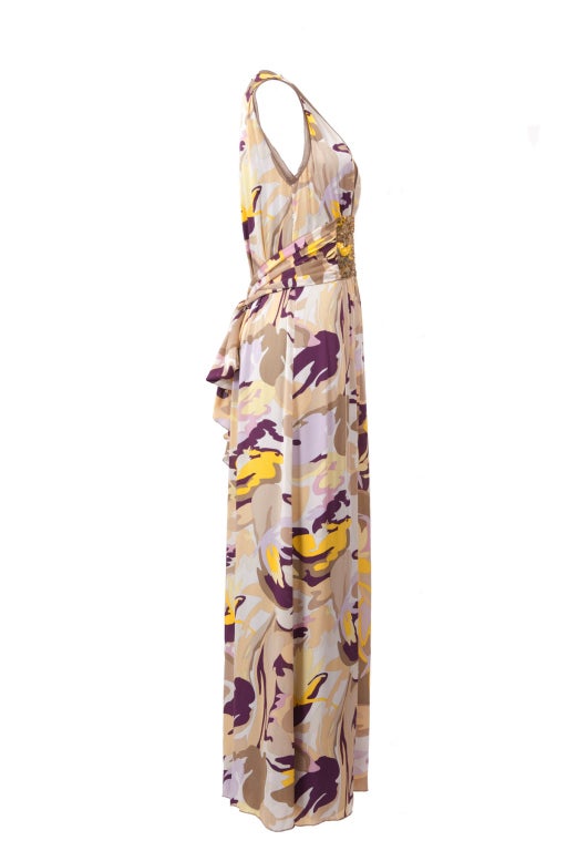 Women's Missoni Multi-color Floral Printed & Embellished Evening Maxi Dress For Sale