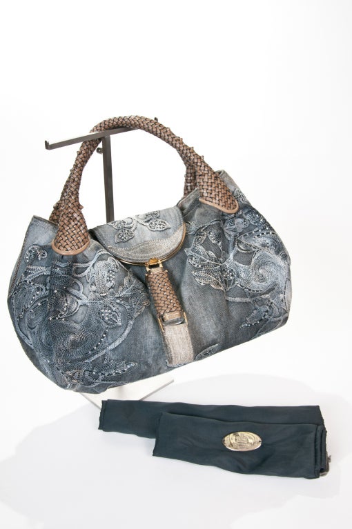 Fendi Embroidered Denim Spy Bag at 1stdibs