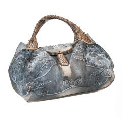 Fendi  Embroidered Denim Spy Bag