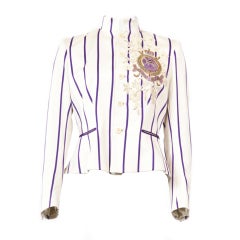 Ralph Laurent Purple Pin-striped Peplum Jacket