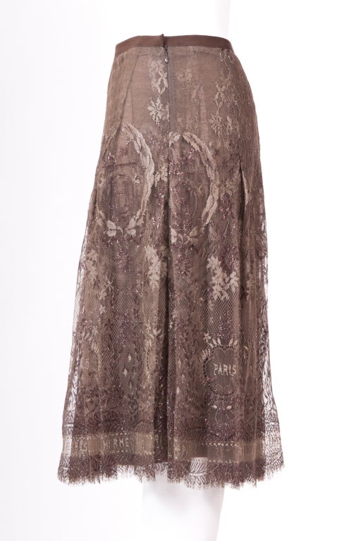 A very delicated and unique Hermes lace pleated skirt with 