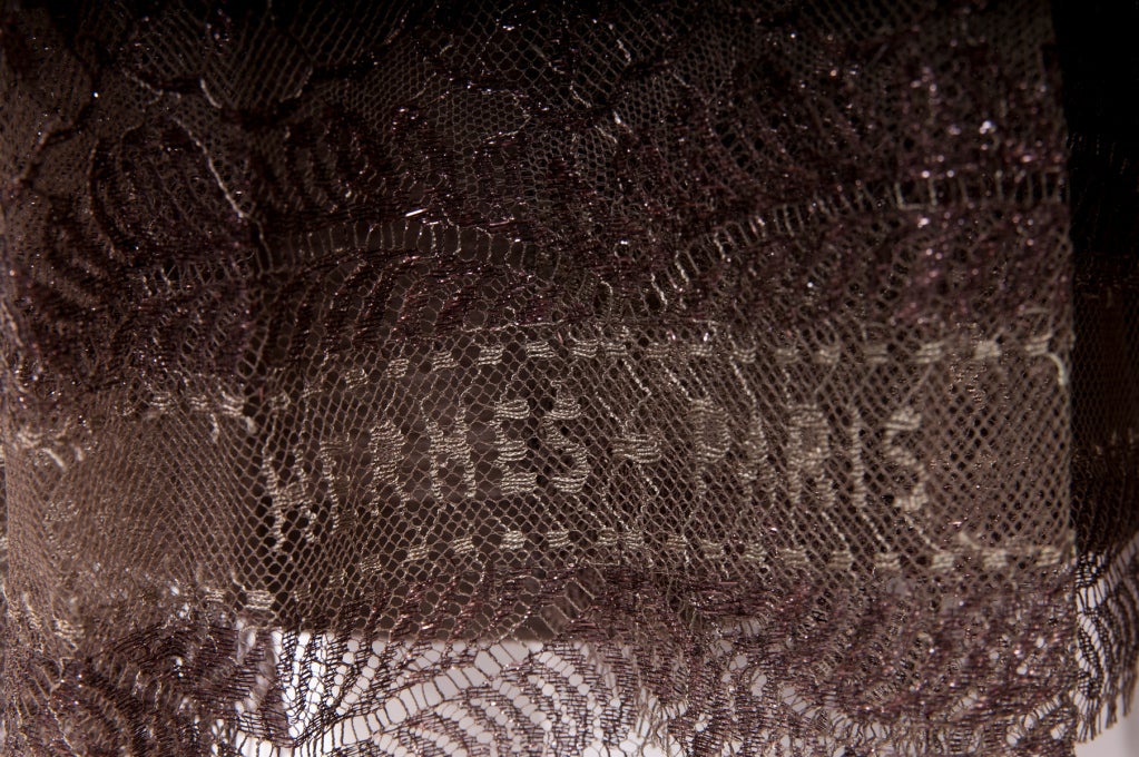 Hermes Logo  Embossed Taupe Lace Skirt New For Sale 2