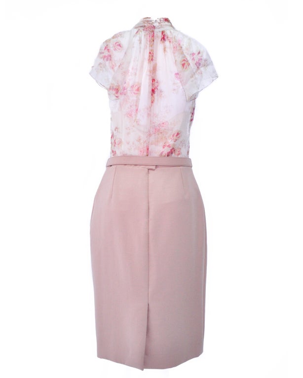 Christian Dior Two-tone Silk Chiffon Top & Wool Skirt Dress New In New Condition For Sale In Hong Kong, Hong Kong