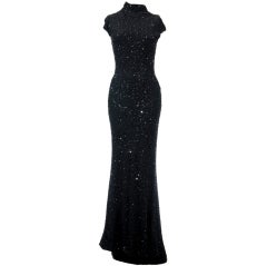 Vintage Celine by Michael Kors Black Sequined Evening Dress