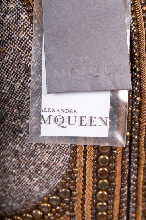 Women's Alexander McQueen Embellished Wool Tweed Pants Suit New For Sale
