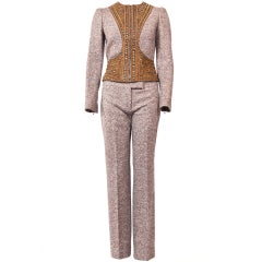 Alexander McQueen Embellished Wool Tweed Pants Suit New