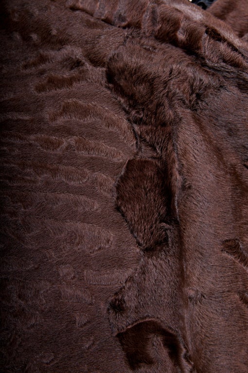 Women's Prada Brown Broadtail Fur Embellished Short Jacket For Sale