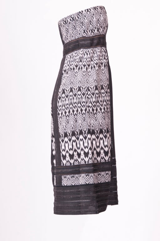 Women's Missoni Black and White Crochet Knit Strapless Dress