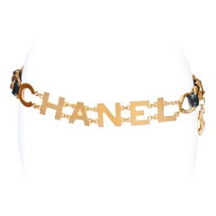 Chanel Jumbo Logo Gold Chain & Leather Belt