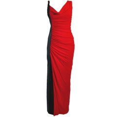 Gianni Versace Two-tone Black & Red Diva Evening Dress from 90'S
