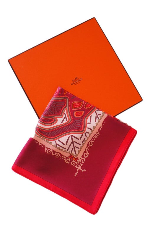 Legende Kuna - Peuple de Panama by Zoe Pauwels first issue 2002. Unworn, with care tag is attached. The colors are bright and vibrant.

This entire collection of Hermes pieces was obtained from a single wealthy and refined collector of Hermes