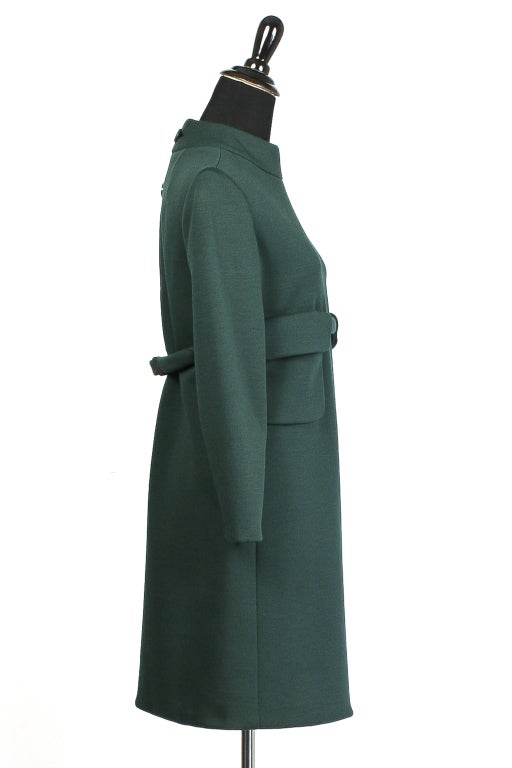 1960's DONALD BROOKS Mod Hunter Green Dress In Excellent Condition For Sale In New York, NY