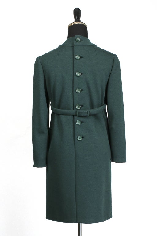 Women's 1960's DONALD BROOKS Mod Hunter Green Dress For Sale