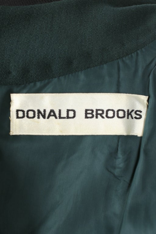 1960's DONALD BROOKS Mod Hunter Green Dress For Sale 3