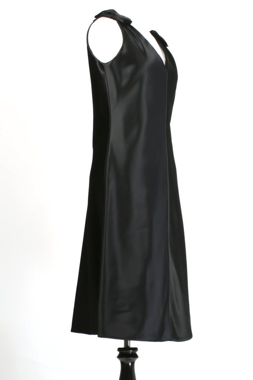 TEAL TRAINA Black Satin Dress