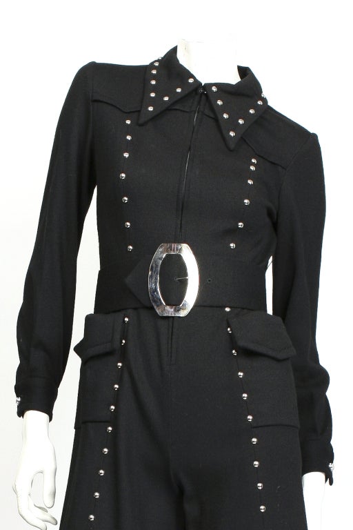 MARION DIGNEY Black Studded Jumpsuit In Excellent Condition In New York, NY