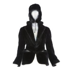 COMME DES GARCONS 2001 Faux Fur and cut out jacket + hat