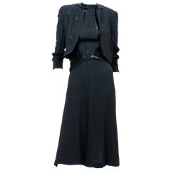 1940's Crepe and Satin Dress