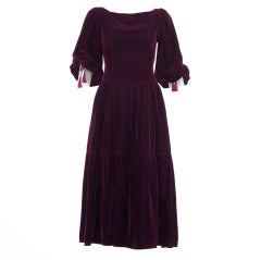 OSCAR DE LA RENTA 1970s Purple Tassel Peasant Dress